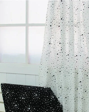 Stars Cotton Fabric - Black Stars or White Stars - By the Yard 53720