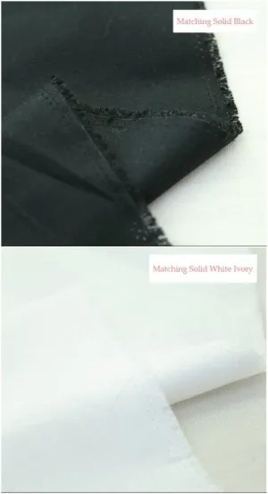 Stars Oxford Cotton Fabric and Coordinating Solid Colors - Black or White Ivory - By the Yard 57701 57702