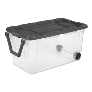 Sterilite 160 Qt. Wheeled Storage Box Plastic Adult, Flat Gray - open_box