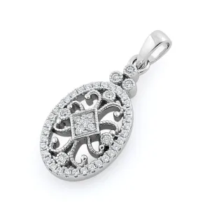 Sterling Silver Elegant Antique CZ Pendant