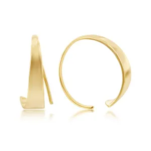 Sterling Silver Flat Bar Half Hoop Earrings - Gold Plated