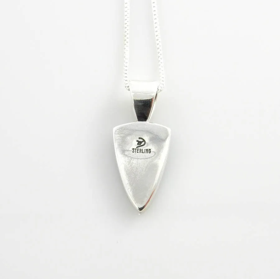 Sterling Silver Lapis Mother of Pearl Turquoise Inlay Drop Pendant