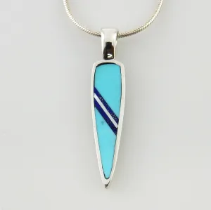 Sterling Silver Turquoise Lapis Mother of Pearl Inlay Pendant