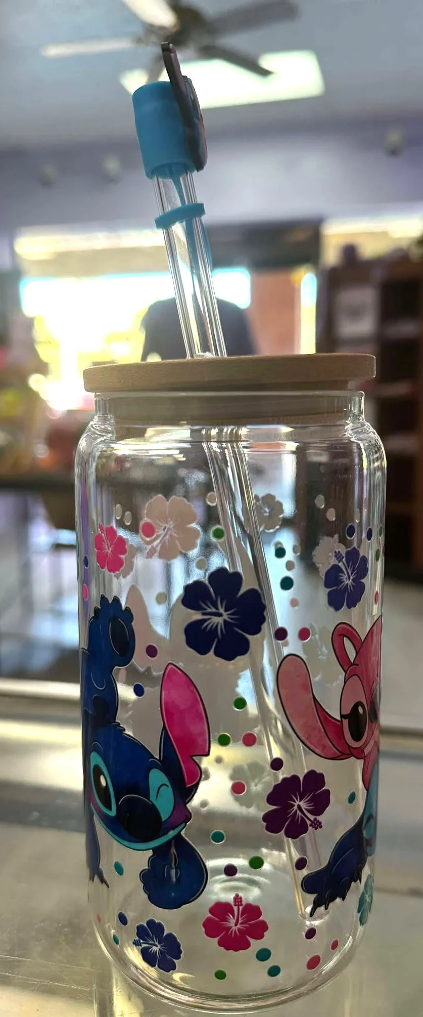 Stitch and Angel Glass Cup