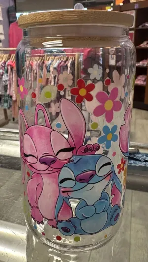 Stitch With Angel Glass Cup