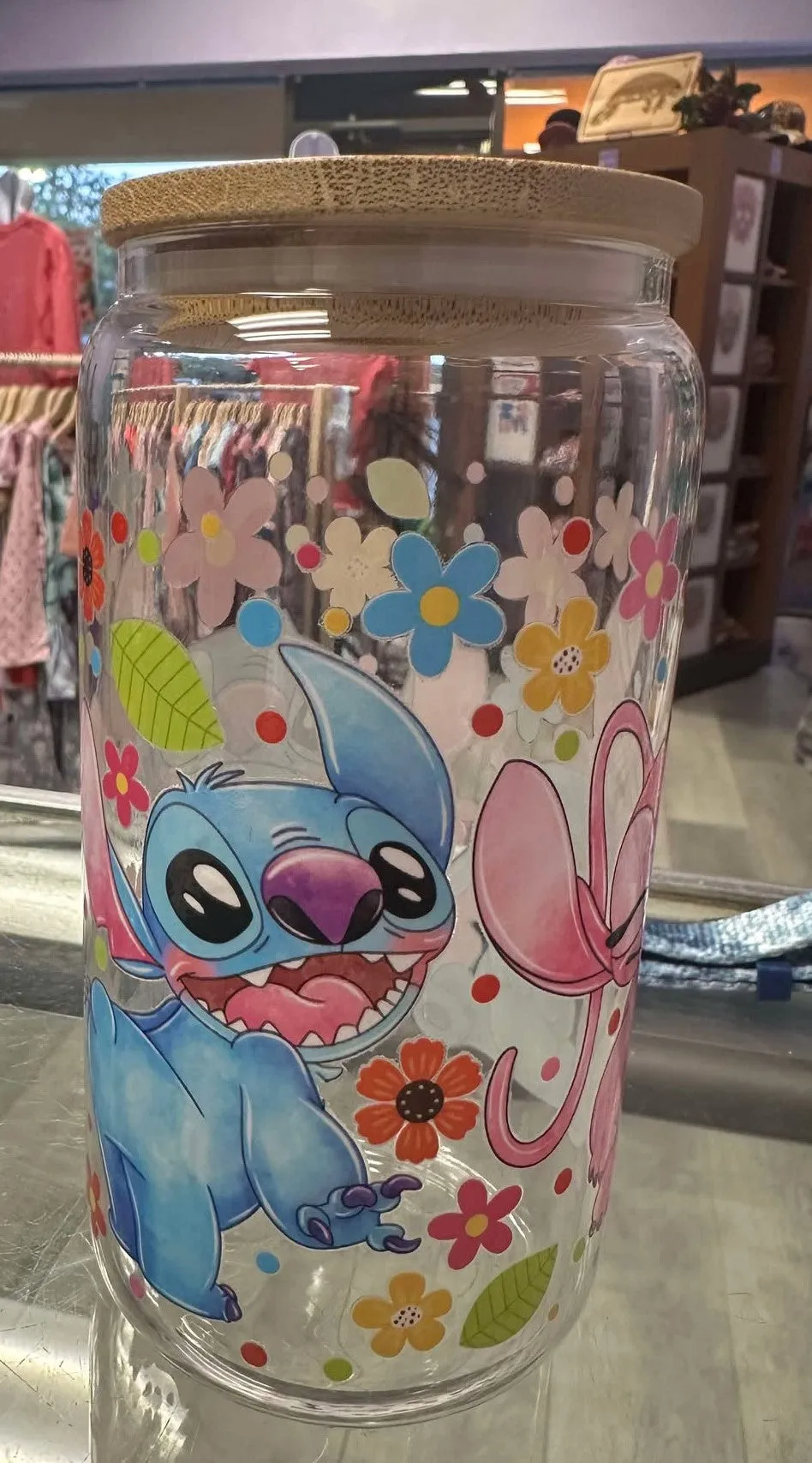 Stitch With Angel Glass Cup