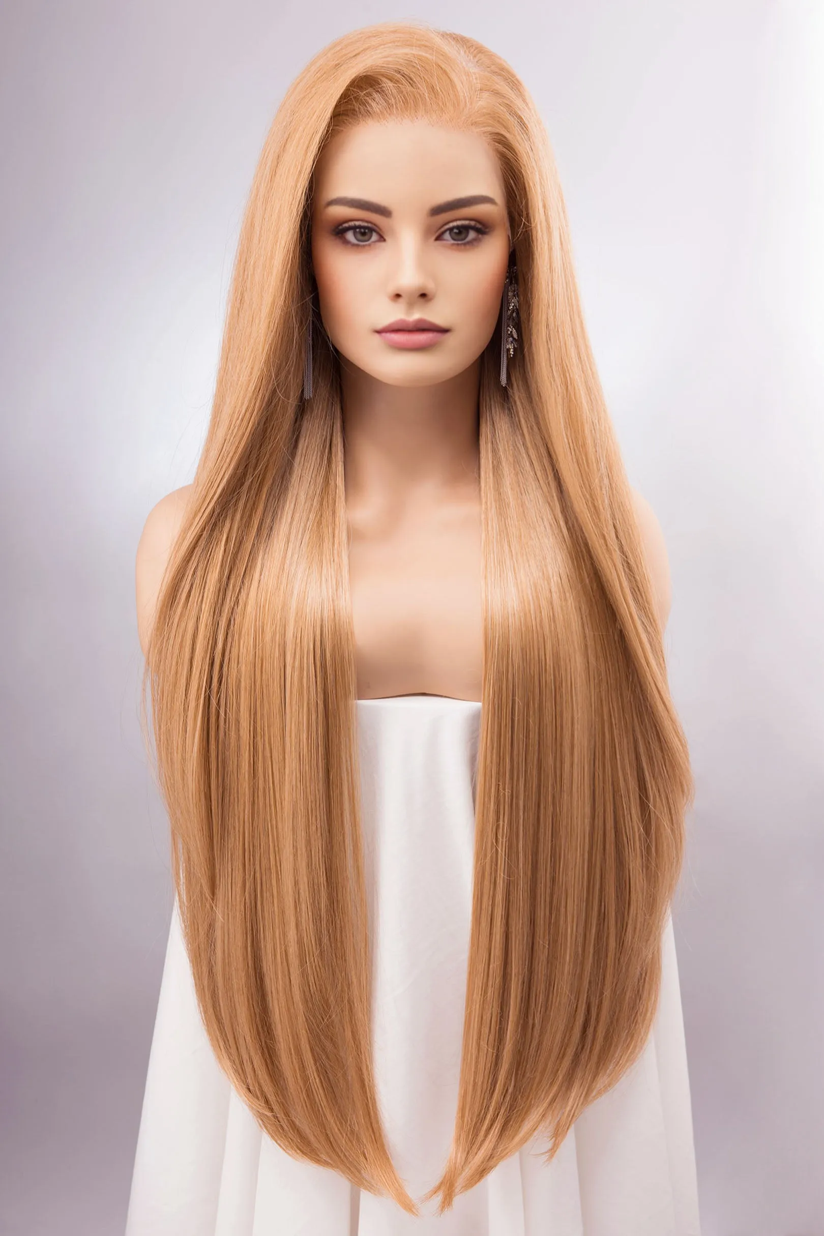 Strawberry Blonde Straight Lace Front Synthetic Wig Ivana
