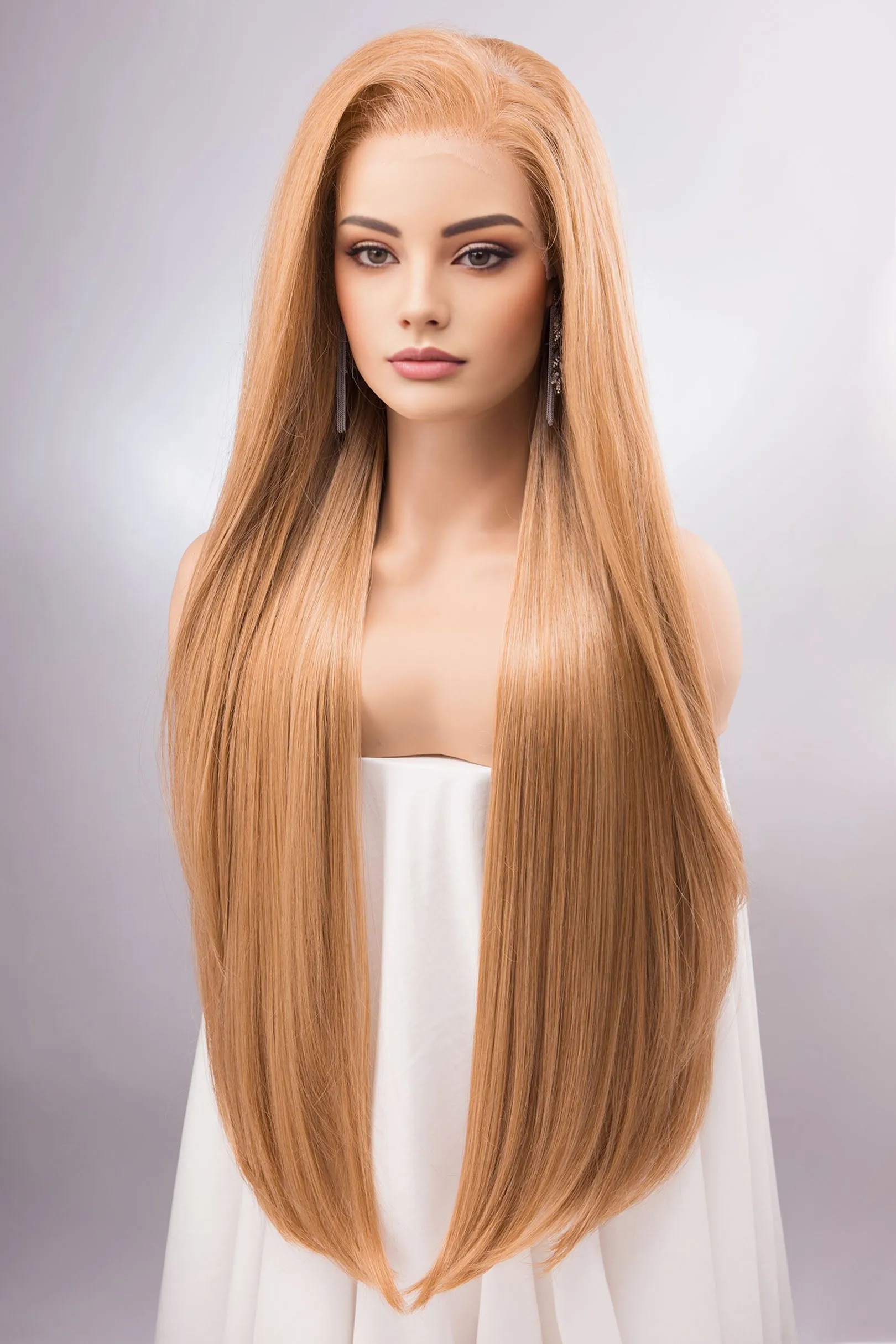 Strawberry Blonde Straight Lace Front Synthetic Wig Ivana