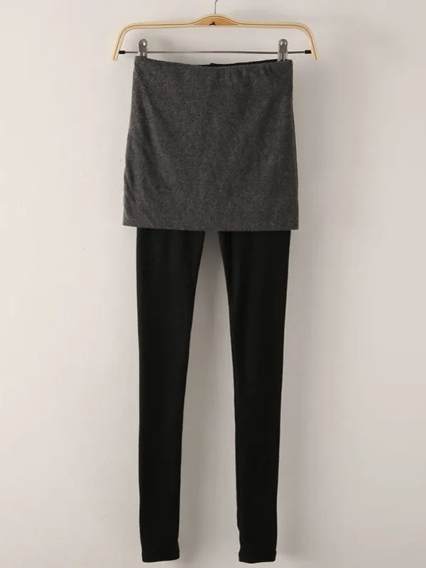 stretch cotton legging & mini skirt