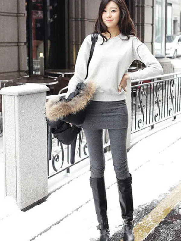 stretch cotton legging & mini skirt