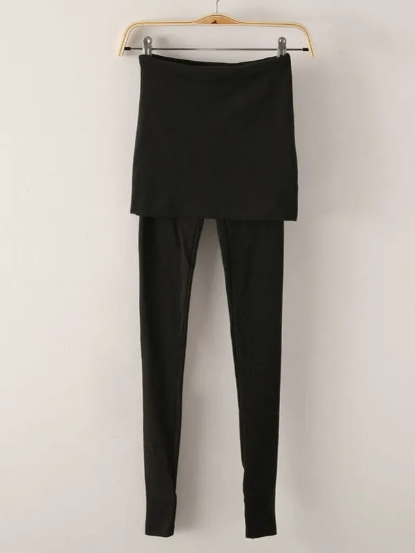 stretch cotton legging & mini skirt