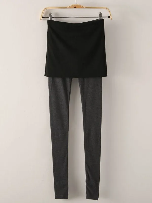 stretch cotton legging & mini skirt