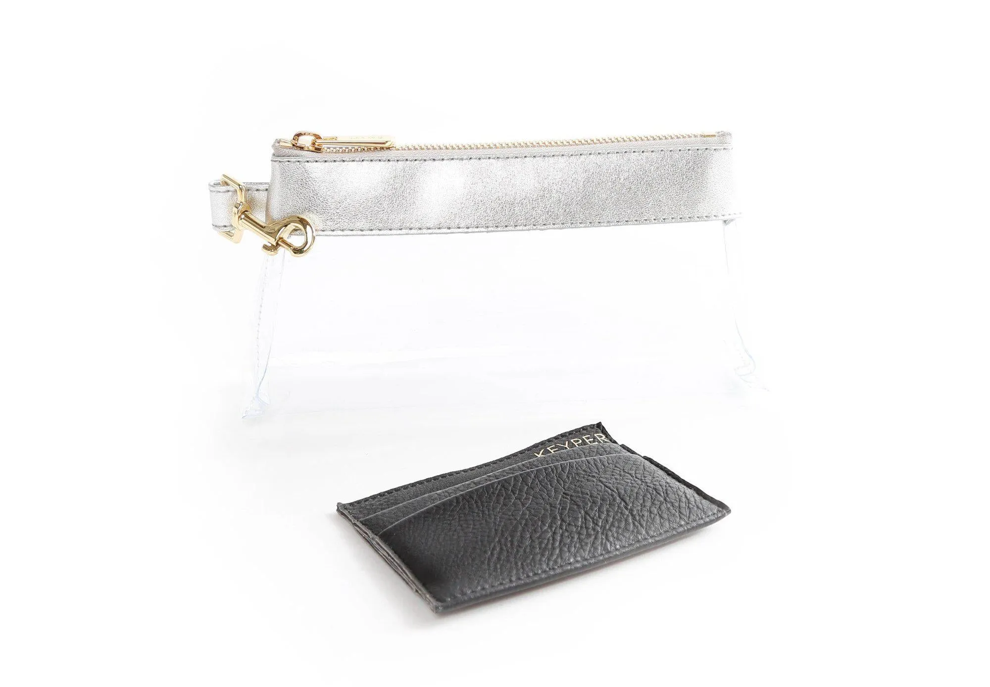 Stunning Silver CLEAR Bag  -Leather Trim