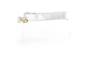 Stunning Silver CLEAR Bag  -Leather Trim