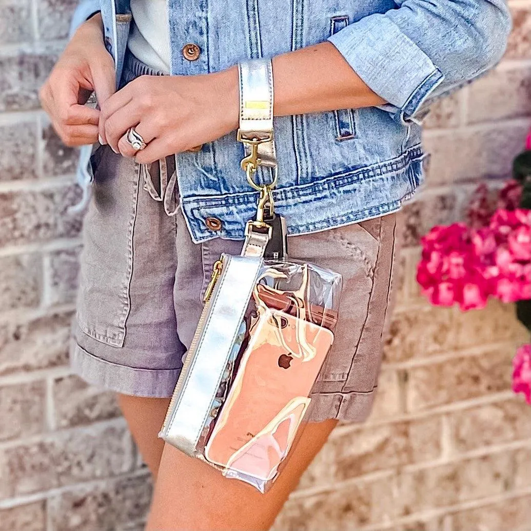 Stunning Silver CLEAR Bag  -Leather Trim