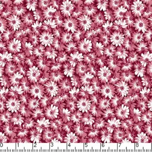 Sunshine Floral Burgundy Cotton Fabric BTY