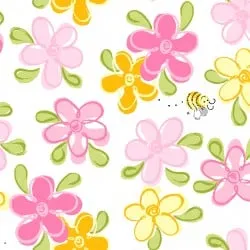 Susybee Lal the Lamb Flowers Fabric BTY
