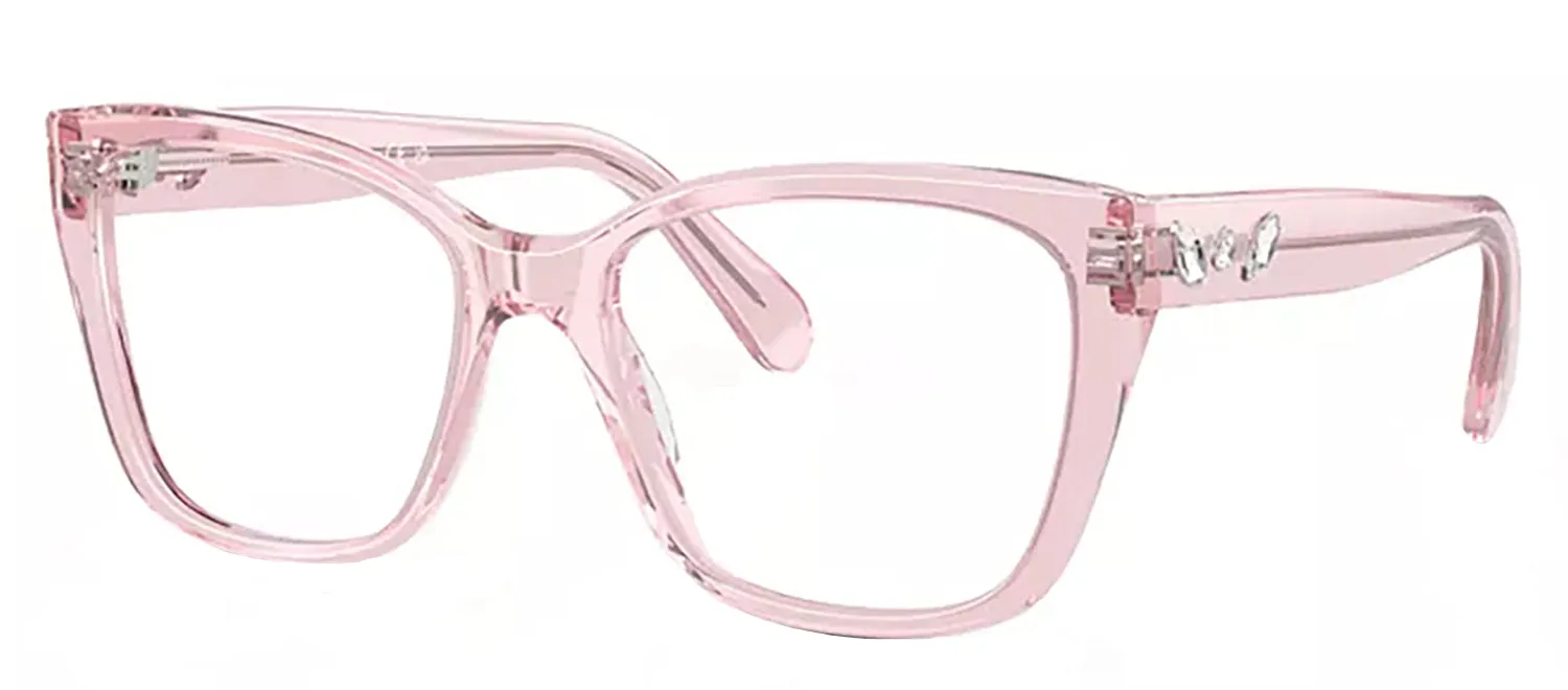 Swarovski SK 2008 3001 Irregular Plastic Pink Eyeglasses with Logo Stamped Demo Lenses