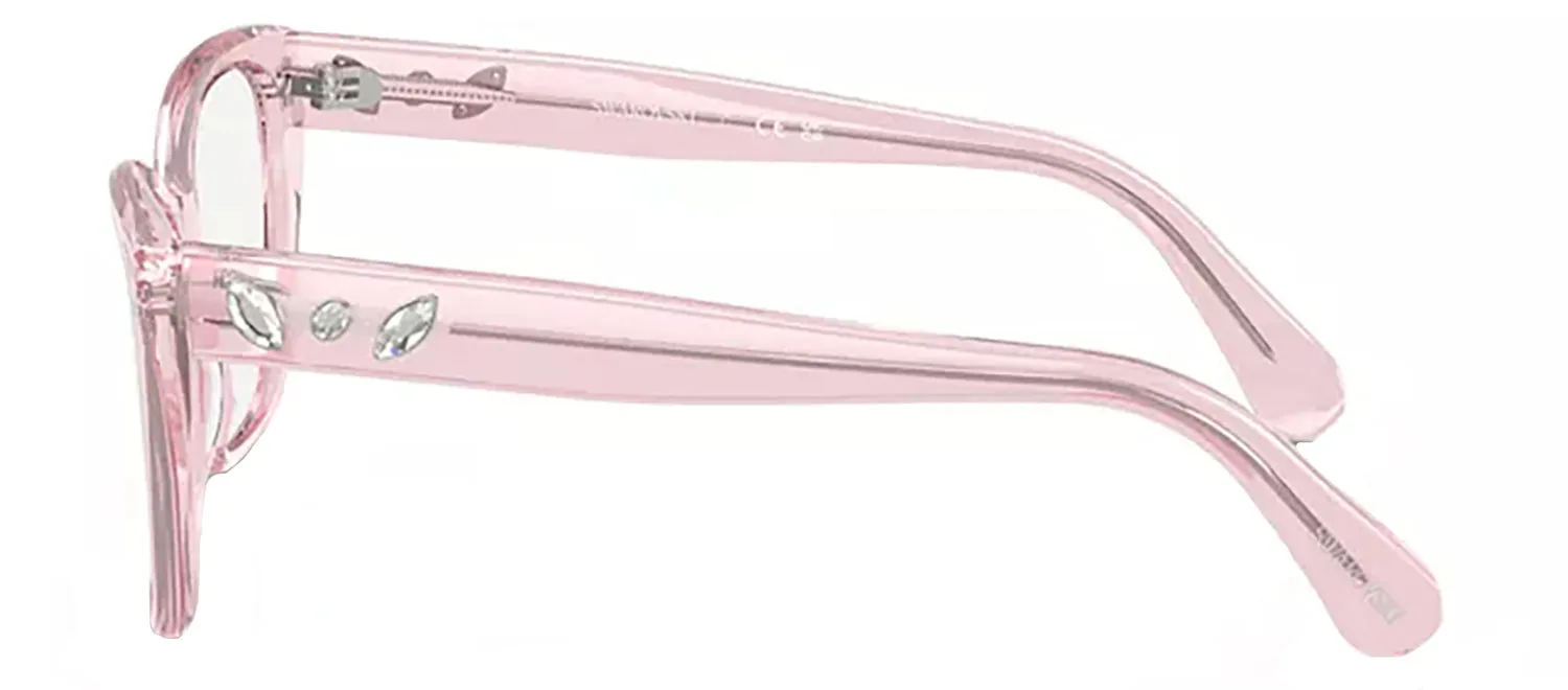 Swarovski SK 2008 3001 Irregular Plastic Pink Eyeglasses with Logo Stamped Demo Lenses