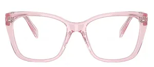 Swarovski SK 2008 3001 Irregular Plastic Pink Eyeglasses with Logo Stamped Demo Lenses