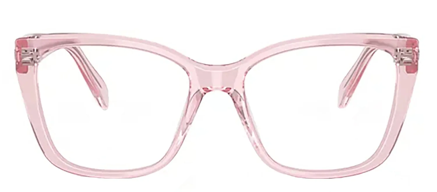 Swarovski SK 2008 3001 Irregular Plastic Pink Eyeglasses with Logo Stamped Demo Lenses