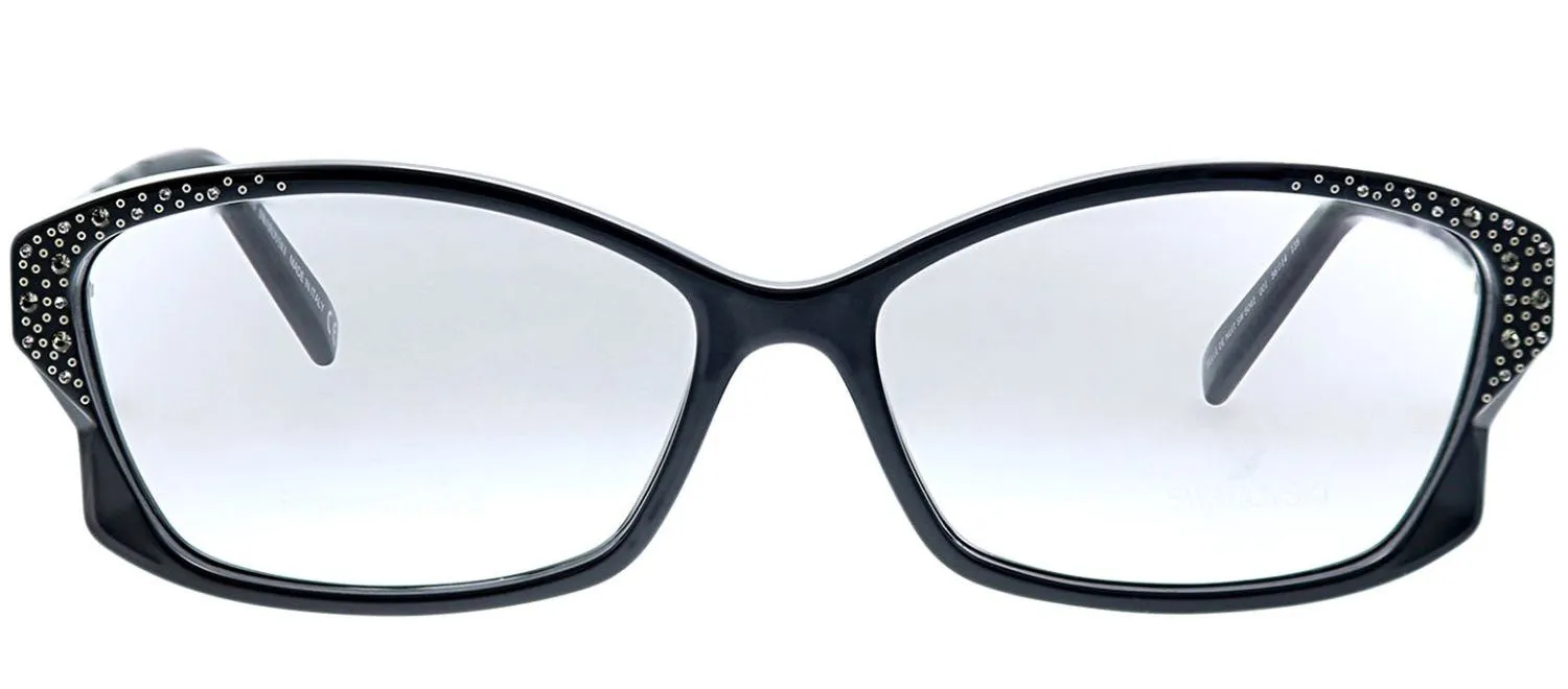 Swarovski SK 5041 001 Butterfly Plastic Black Eyeglasses with Logo Stamped Demo Lenses