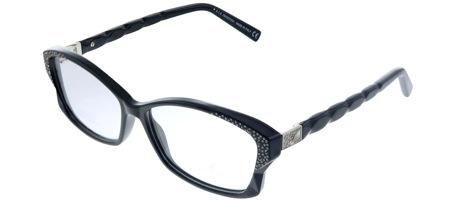 Swarovski SK 5041 001 Butterfly Plastic Black Eyeglasses with Logo Stamped Demo Lenses