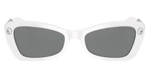 Swarovski SK 6033 105087 Irregular Plastic White Sunglasses with Grey Lens