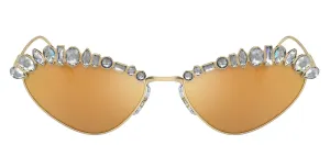 Swarovski SK 7009 40137P Cat-Eye Metal Gold Sunglasses with Gold Mirror Lens