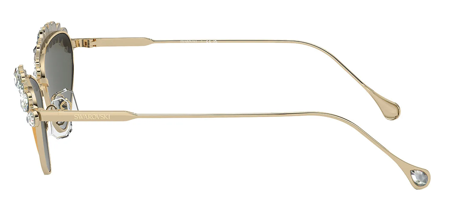 Swarovski SK 7009 40137P Cat-Eye Metal Gold Sunglasses with Gold Mirror Lens