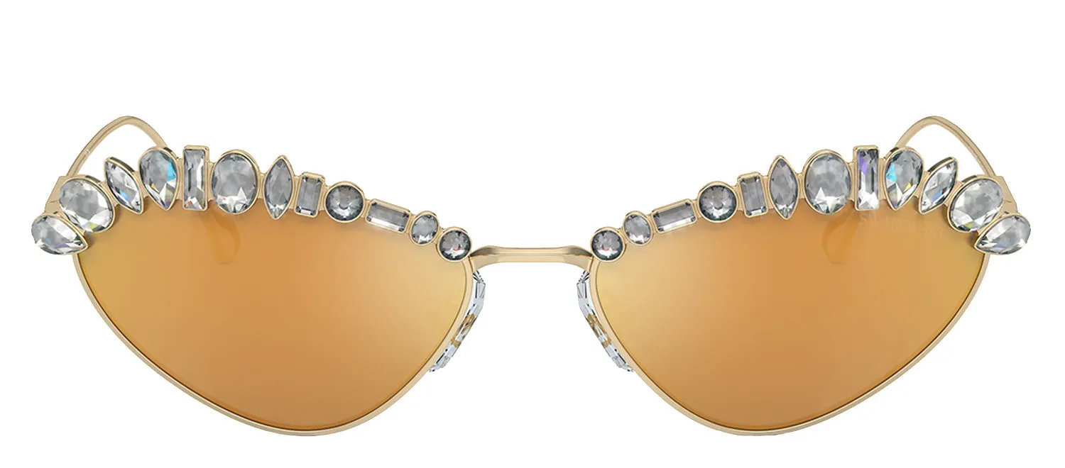 Swarovski SK 7009 40137P Cat-Eye Metal Gold Sunglasses with Gold Mirror Lens