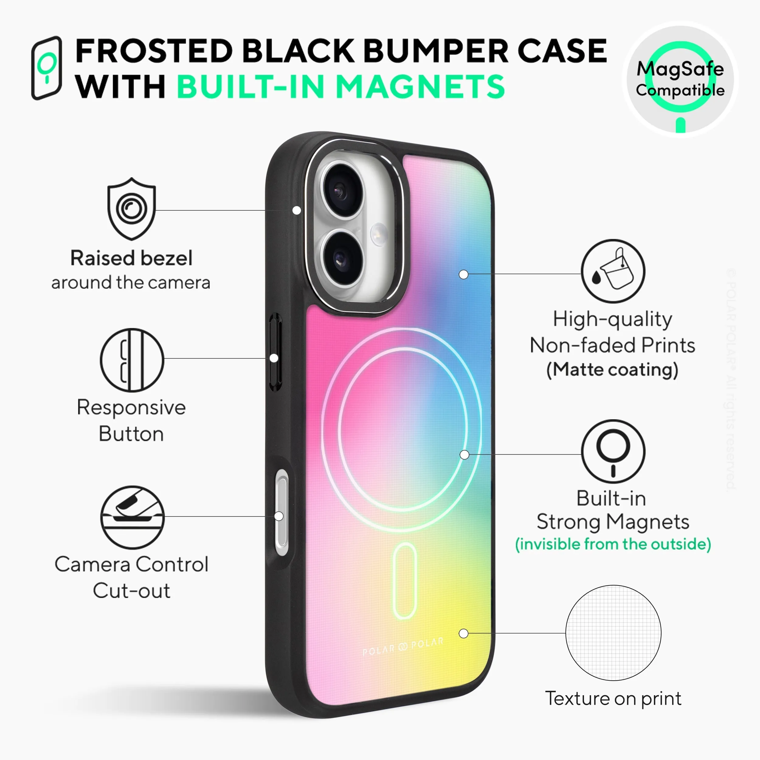 Sweet Dream Holo - iPhone 16 Frosted Black Bumper MagSafe Case