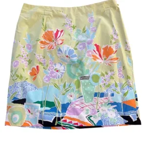 Talbots Still Life Abstract Floral Skirt Sz 14 Artsy 90's Colorful Mini Vintage