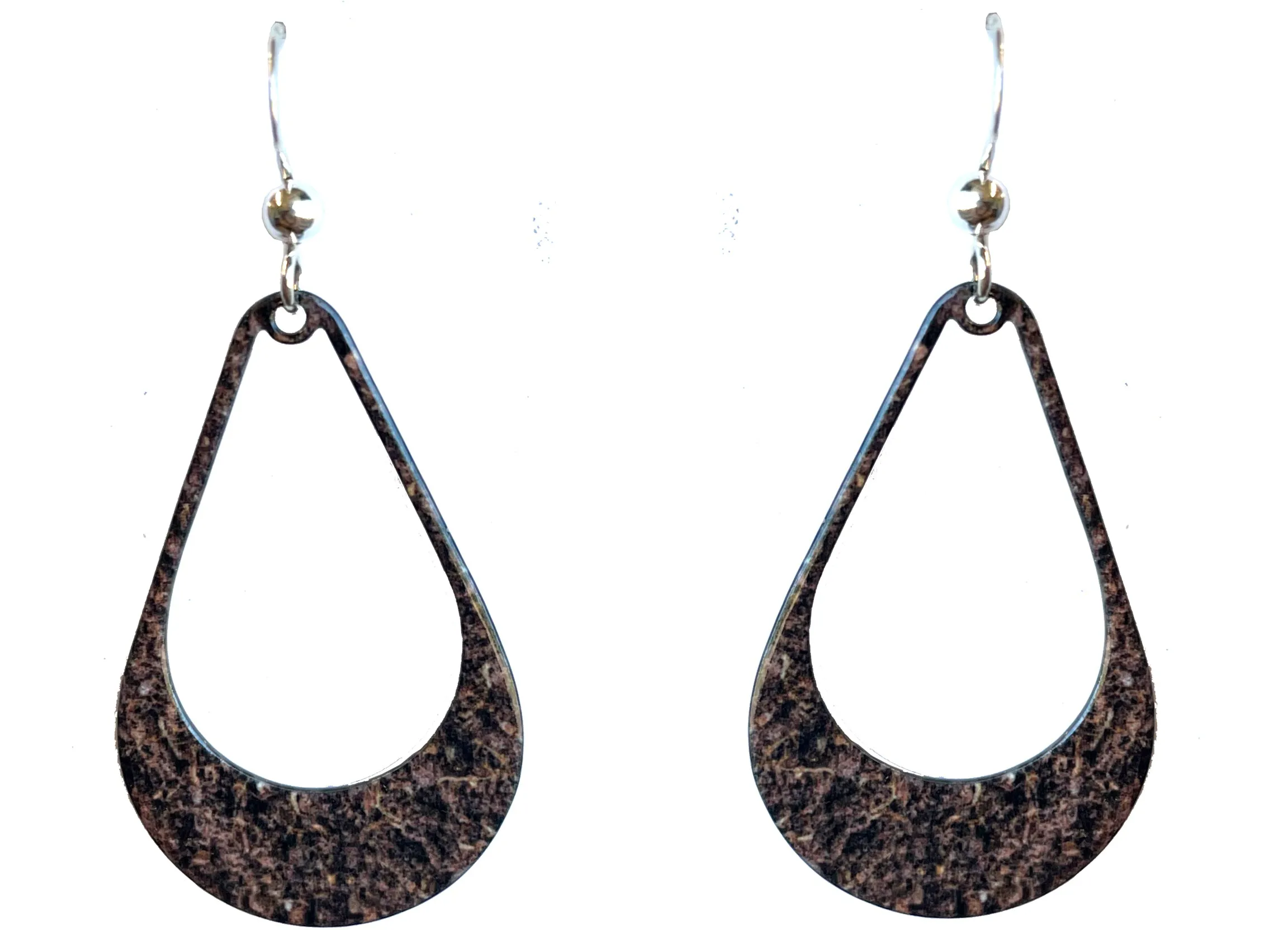 Terra open Tear Drop Earrings, Stainles Steel, Sterling Silver Earwires, Item# 2685