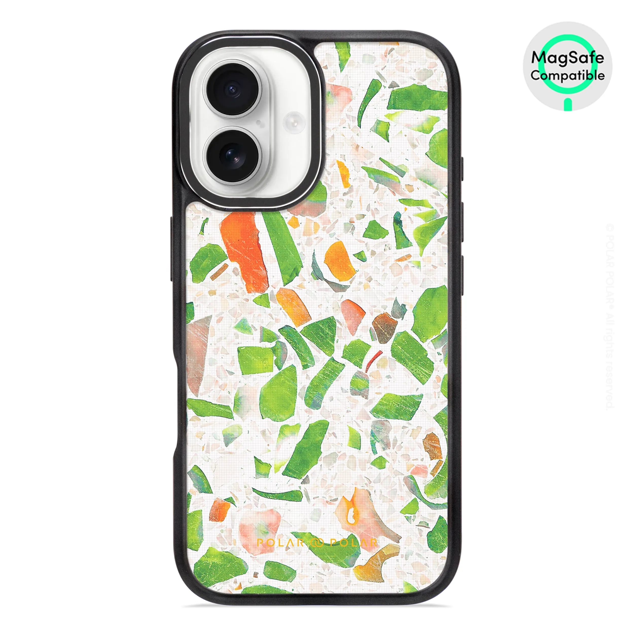 Terrazzo Green - iPhone 16 Frosted Black Bumper MagSafe Case