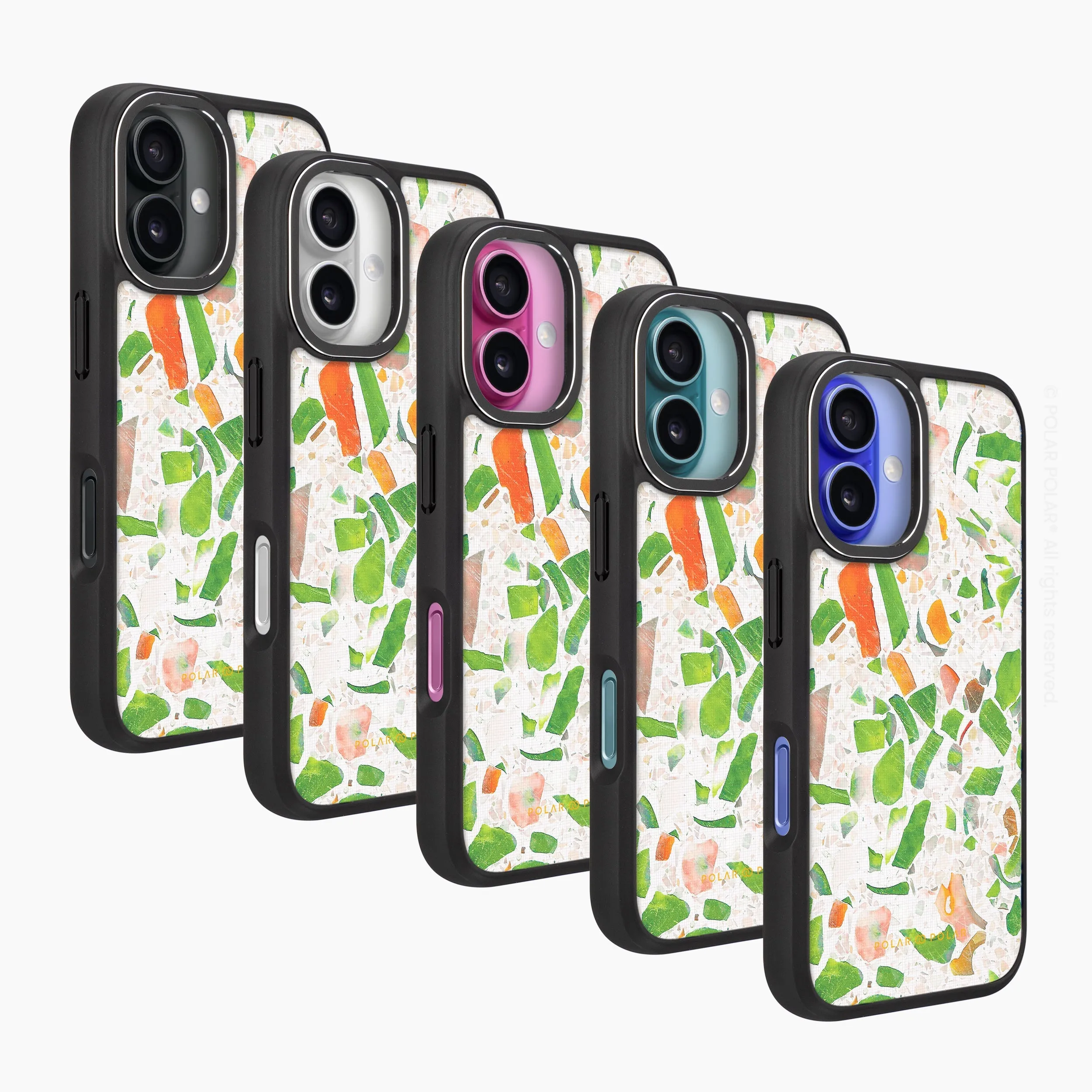 Terrazzo Green - iPhone 16 Frosted Black Bumper MagSafe Case