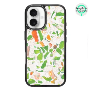 Terrazzo Green - iPhone 16 Frosted Black Bumper MagSafe Case