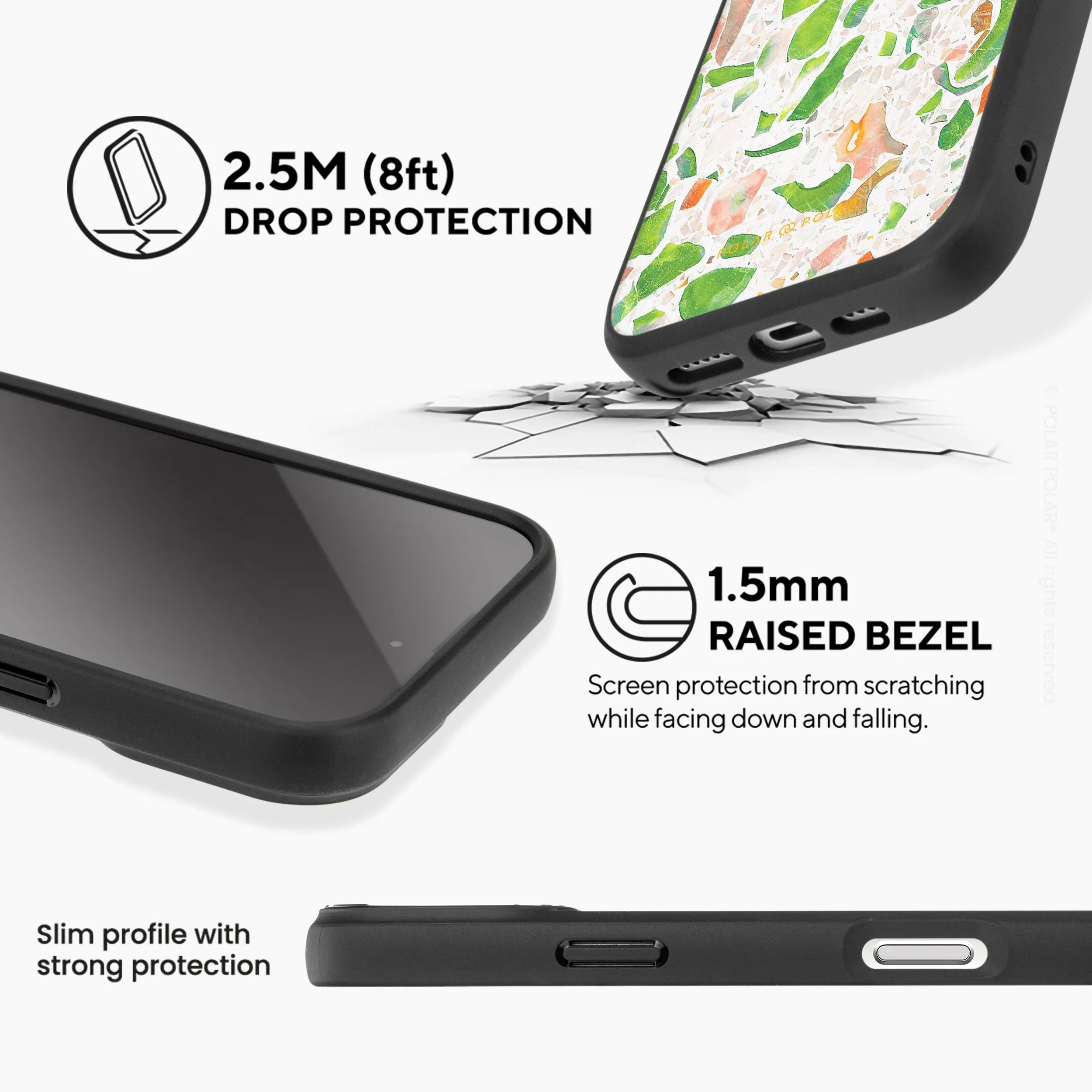 Terrazzo Green - iPhone 16 Frosted Black Bumper MagSafe Case