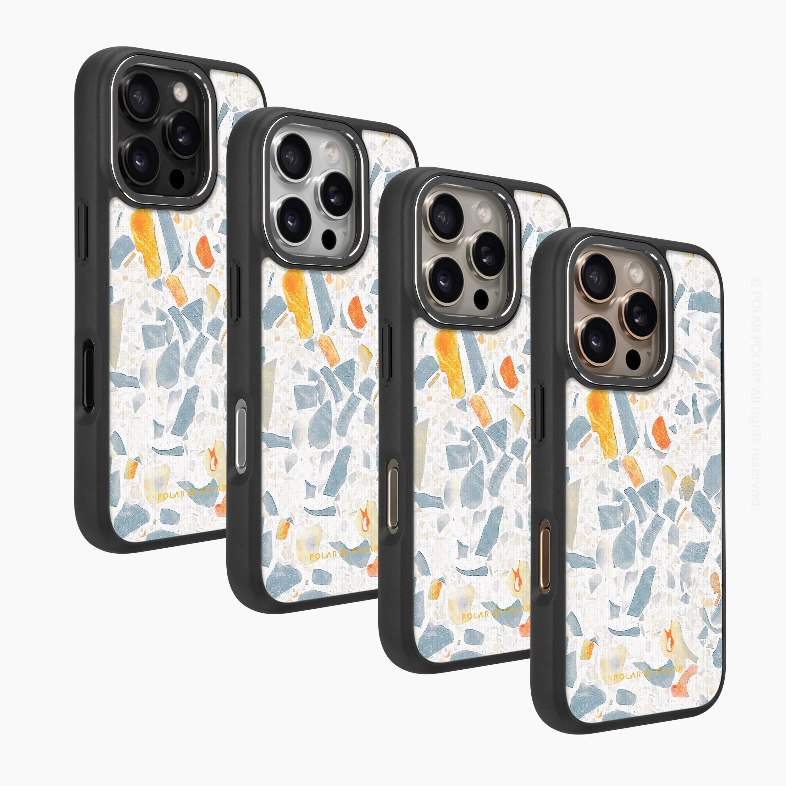 Terrazzo Grey - iPhone 16 Pro Max Frosted Black Bumper MagSafe Case