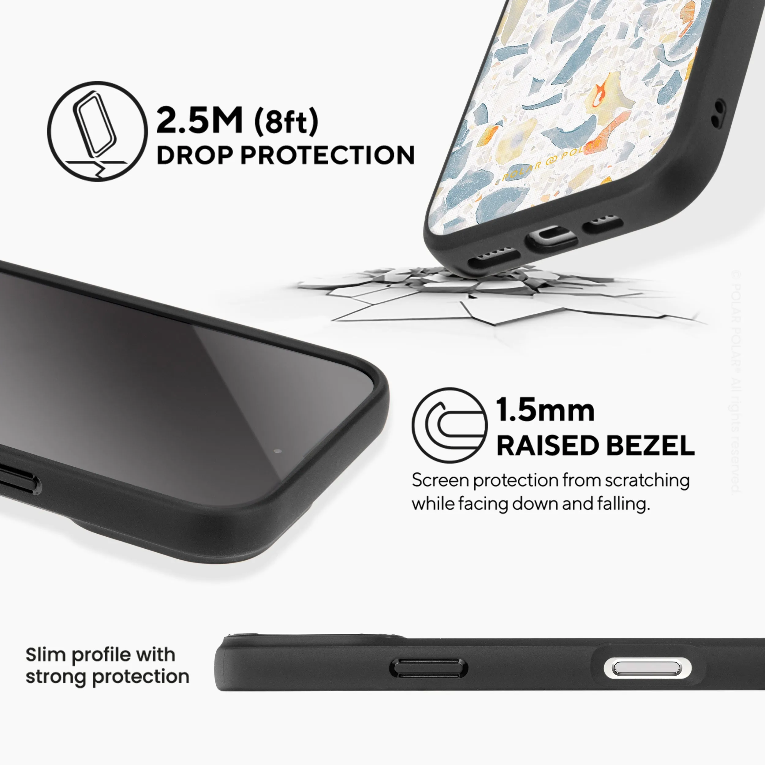 Terrazzo Grey - iPhone 16 Pro Max Frosted Black Bumper MagSafe Case