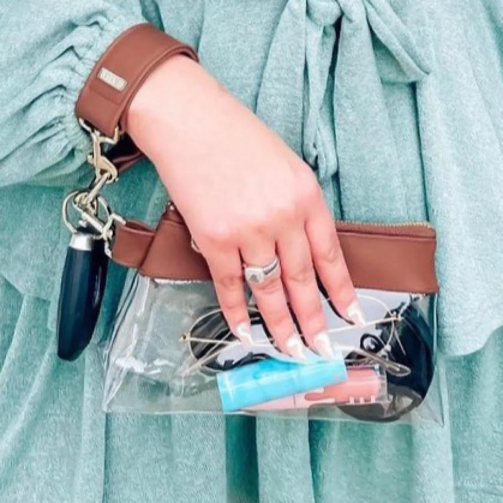 The Coco Brown Clear Bag by KEYPER with Vegan Leather trim
