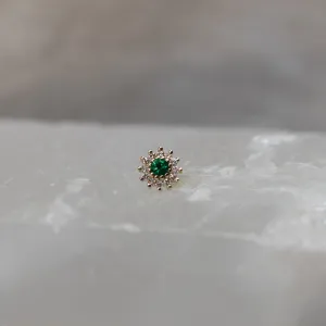 The Rose with Emerald & Diamonds 18g/16g Threaded End