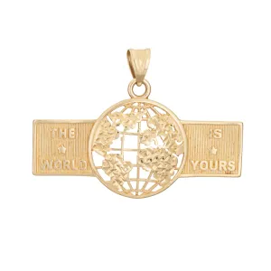 The World is Yours Pendant Vintage 10k Yellow Gold Charm Fine Estate Jewelry