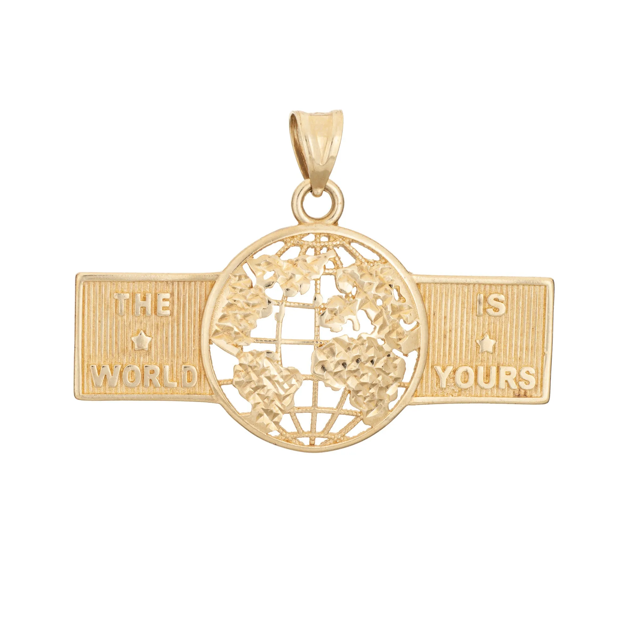 The World is Yours Pendant Vintage 10k Yellow Gold Charm Fine Estate Jewelry