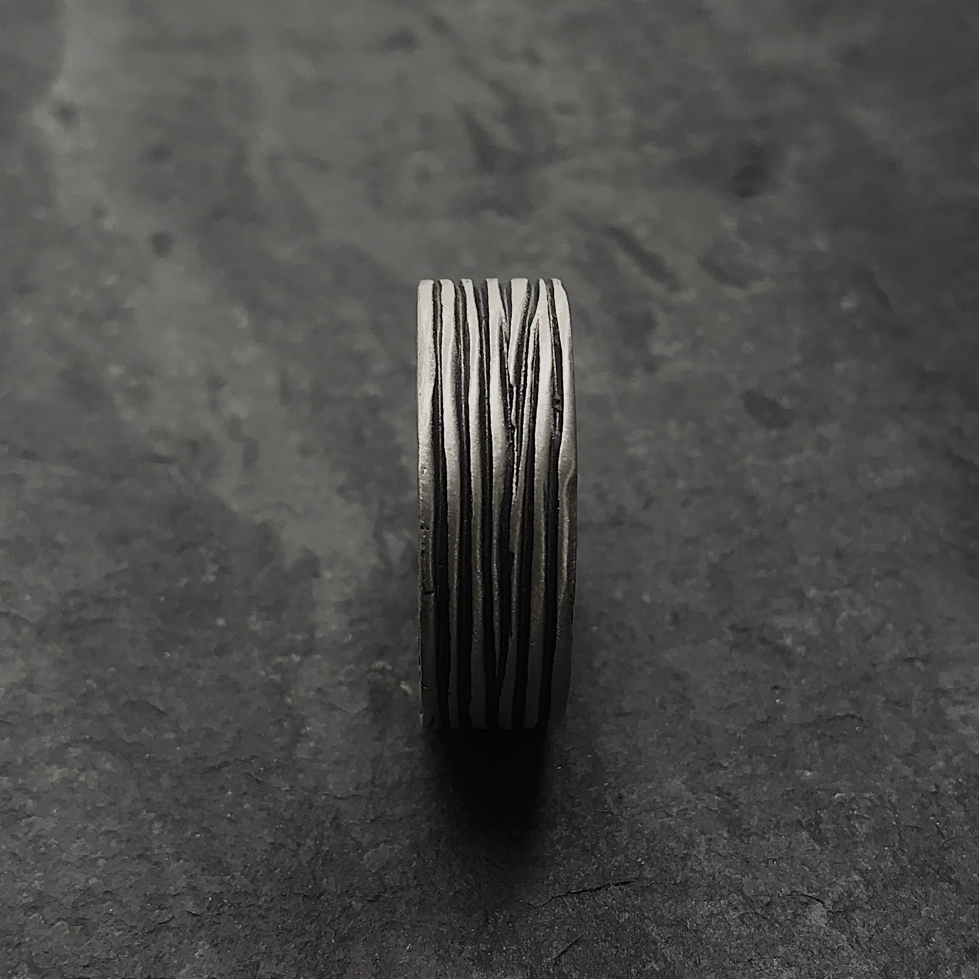 Threaded Ring in Oxidized Silver