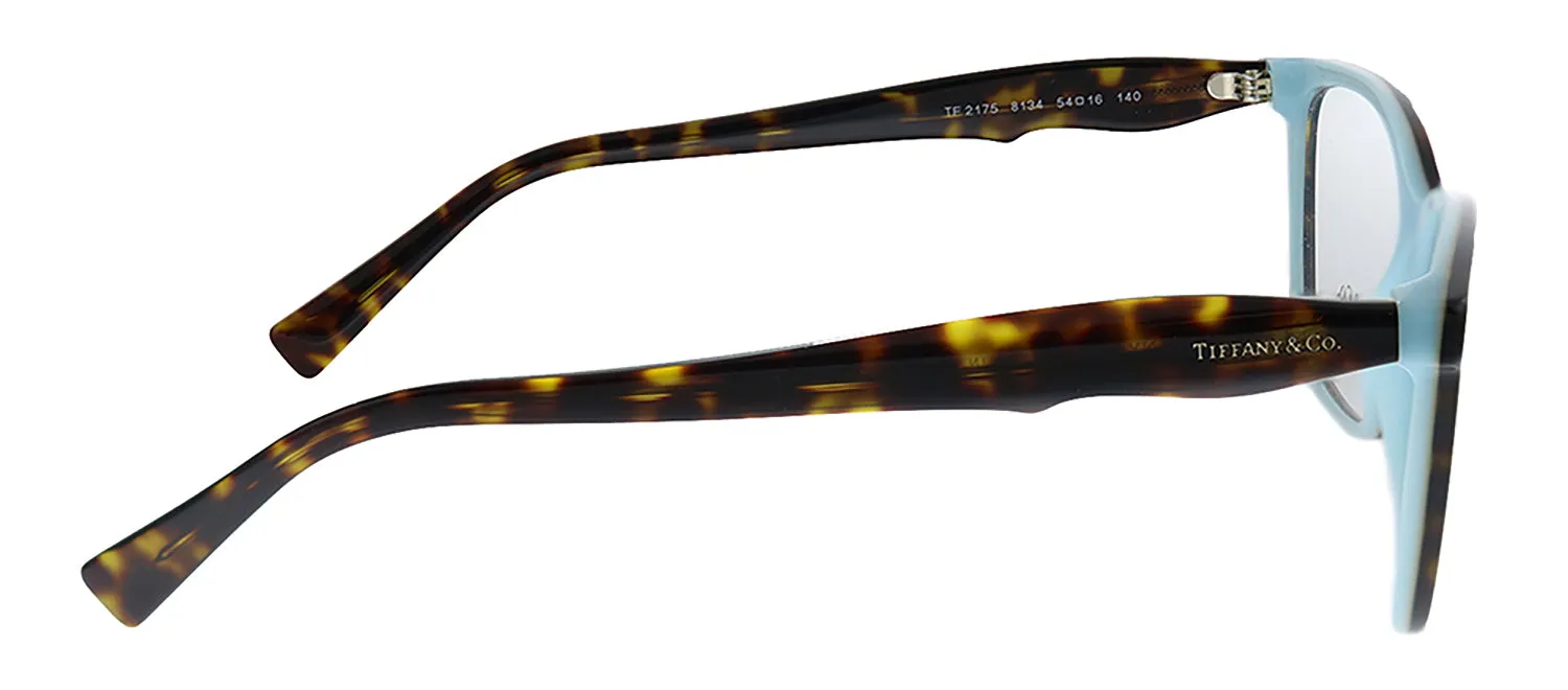 Tiffany & Co. TF 2175 8134 Square Plastic Havana Eyeglasses with Logo Stamped Demo Lenses