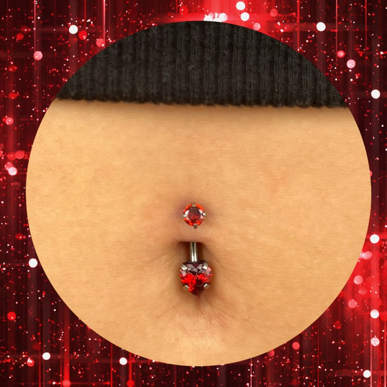 Titanium CZ Heart Navel Barbell
