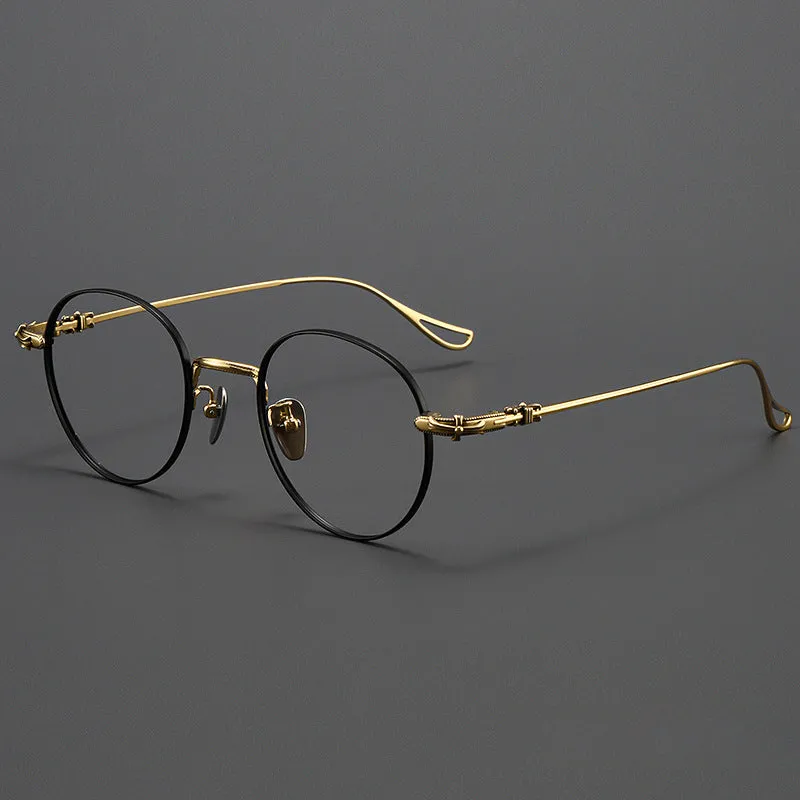 Titanium Vintage Round Eyeglasses Frames  BK-GP401