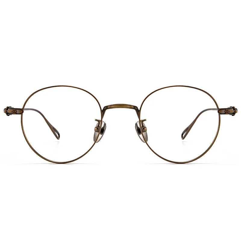 Titanium Vintage Round Eyeglasses Frames  BK-GP401