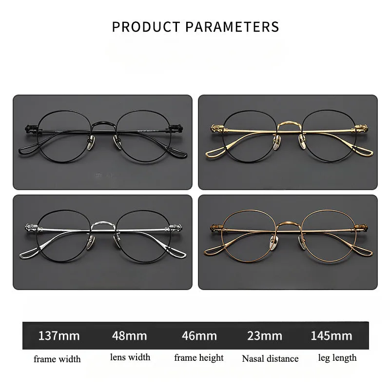 Titanium Vintage Round Eyeglasses Frames  BK-GP401